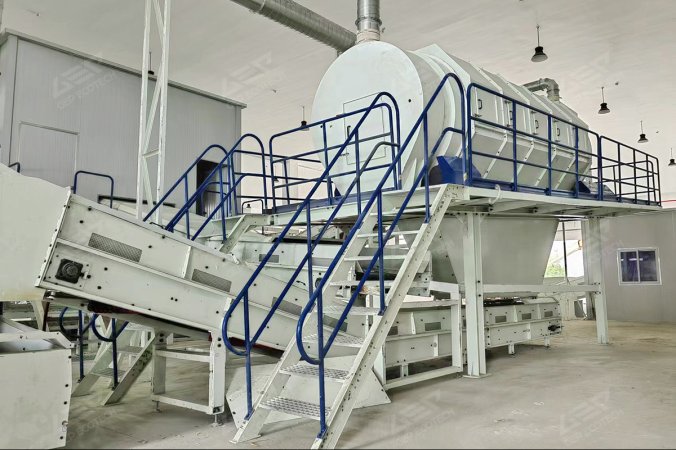 Przesiewacz bębnowy dla projektu recyklingu odpadów przemysłowych w Zhejiang w Chinach